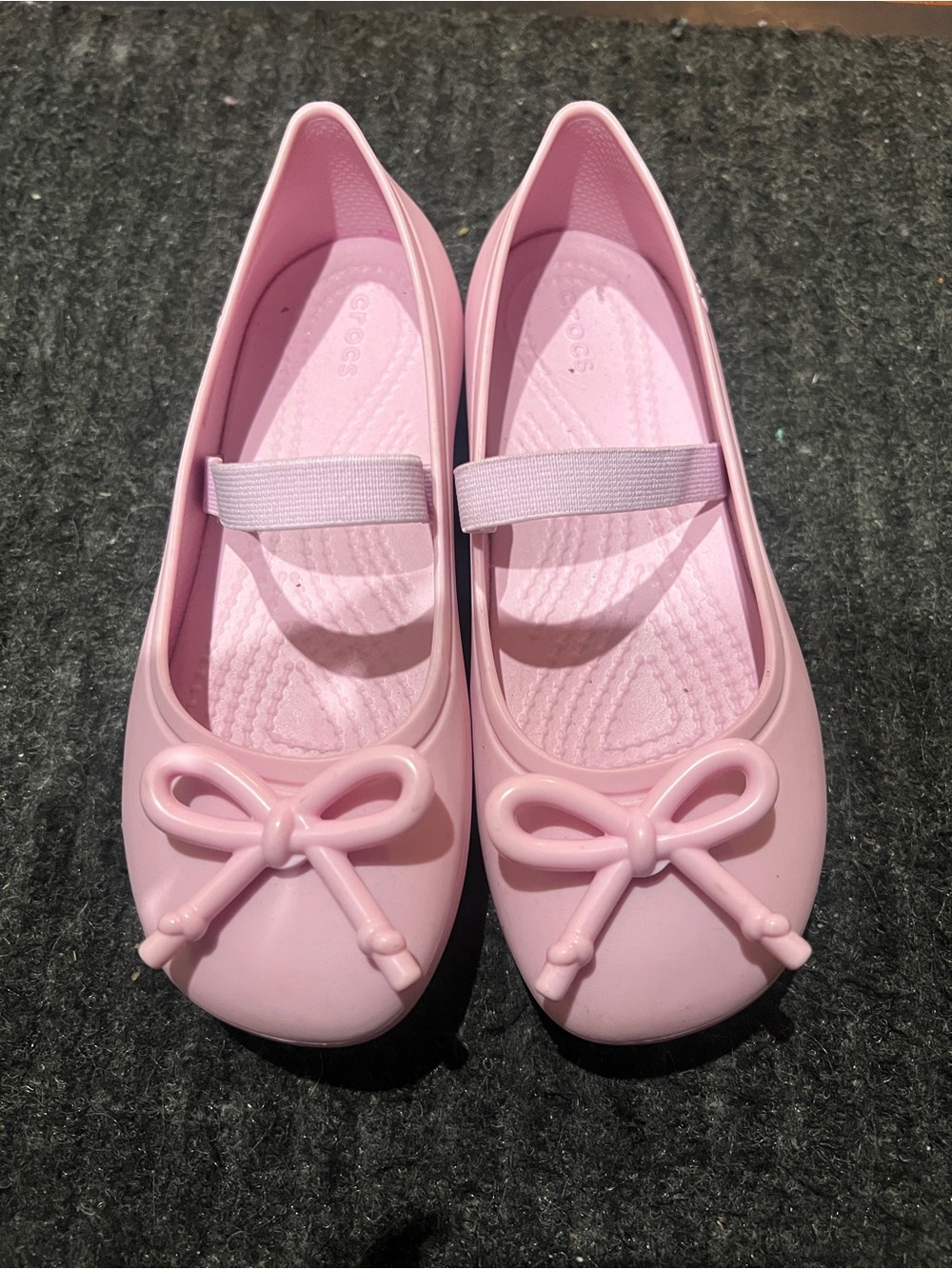 Crocs Girls Pink Mary Jane Flats Bow Slip On Shoes Kids Size 12